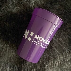 Novant Health purple BPA free plastic cup